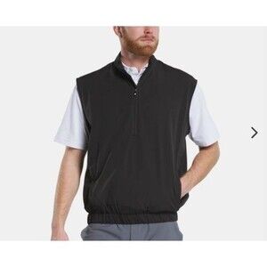 FootJoy Vest Mens M Black 1/4 Zip Performance Golf Pullover Windshirt Soft Shell